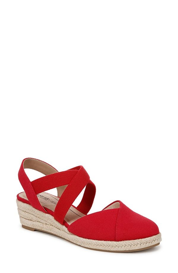 ライフストライド レディース シューズ サンダル プラットフォーム LifeStride Kimball Slingback Espadrille Platform Wedge Red レッド