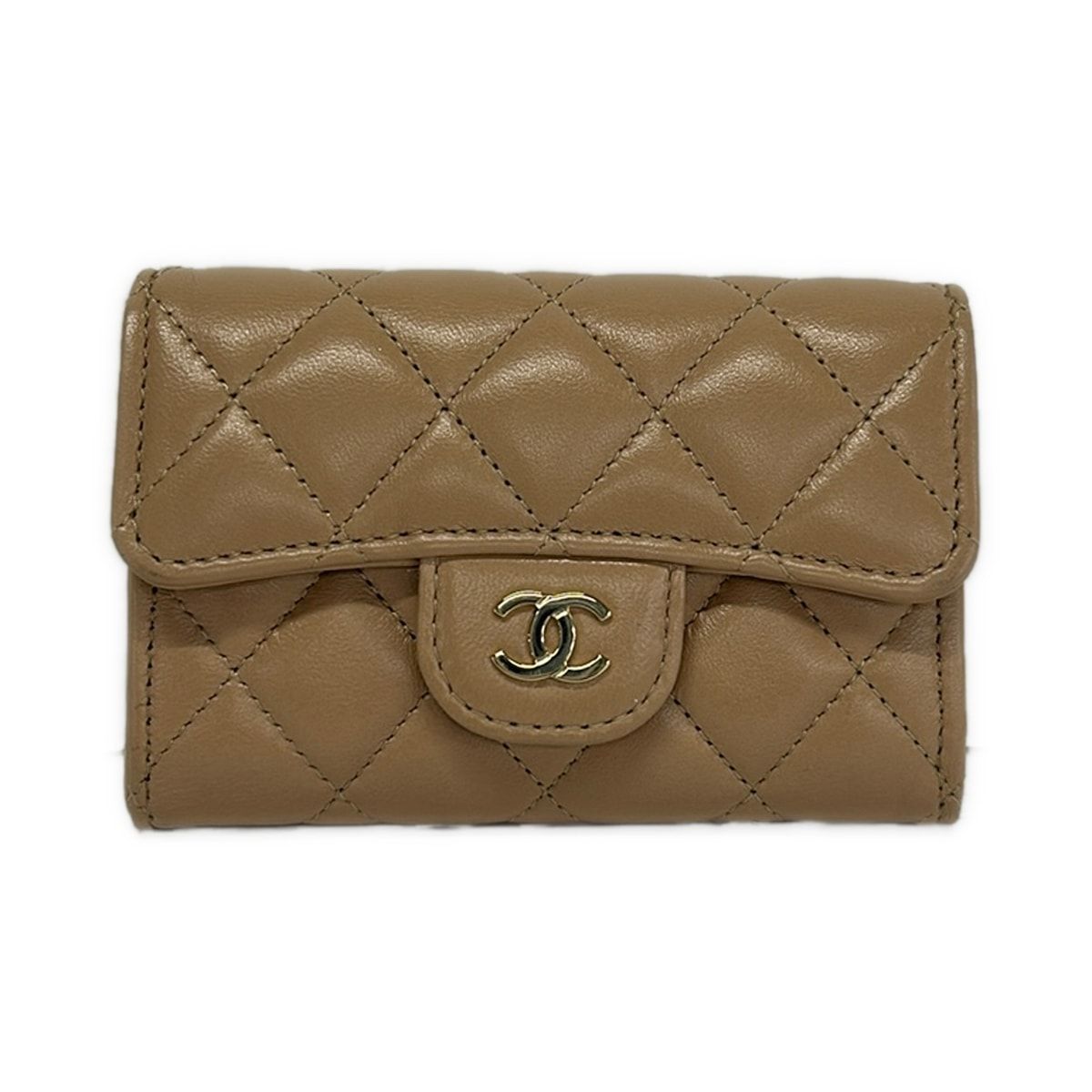 CHANEL(シャネル) 名刺入れ マトラッセ ピンクベージュ ココマーク/ゴールド金具 ラムスキン 44,160円