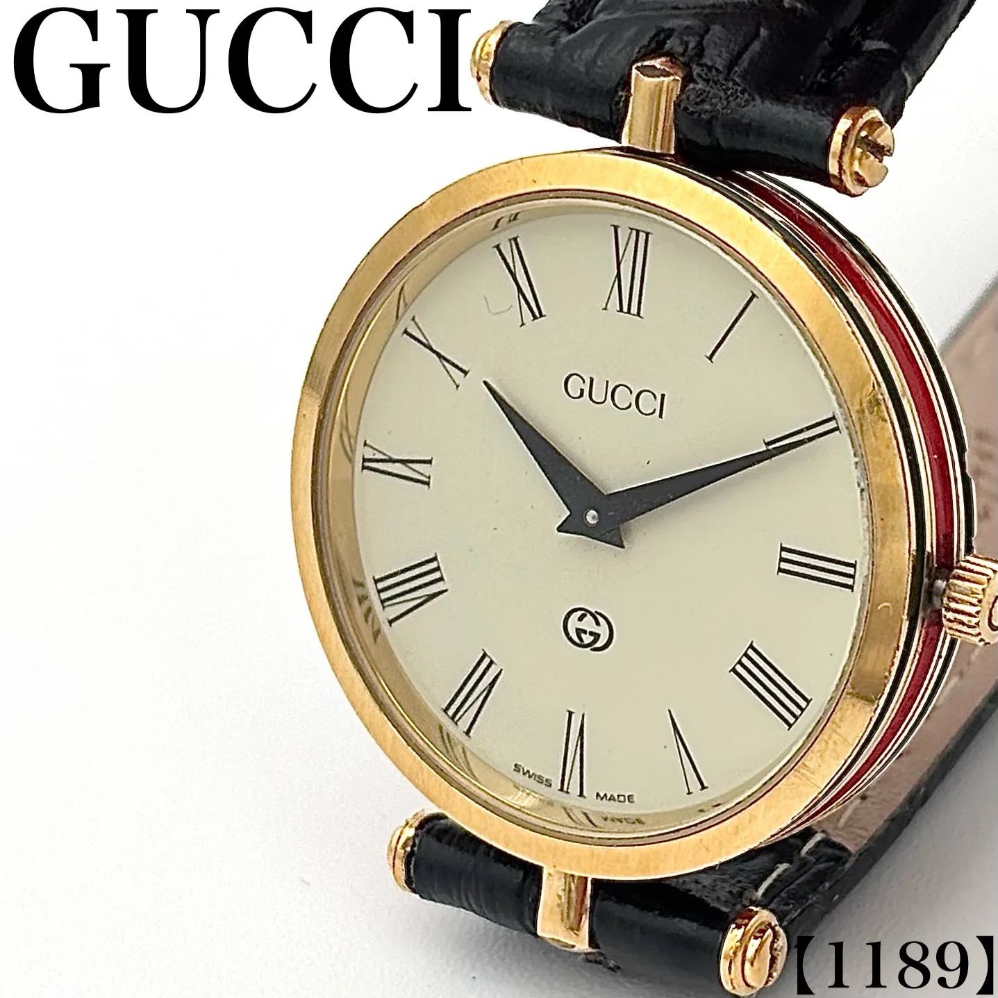 稼働品】GUCCI グッチ 腕時計 ローマンインデックス ゴールド 
