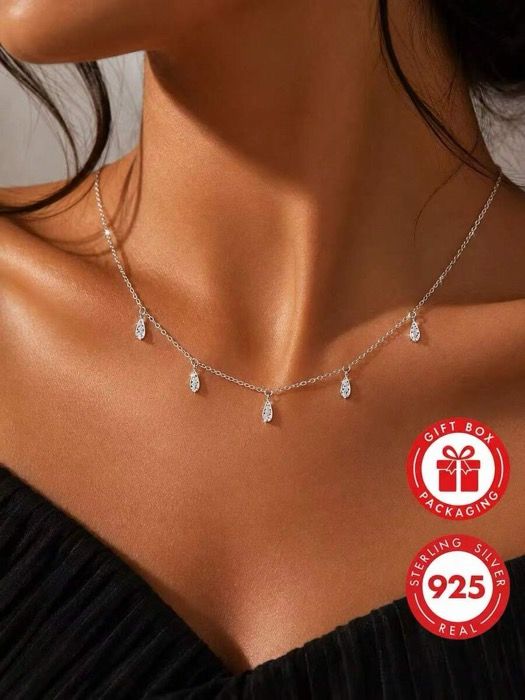 ジュエリー レディース ネックレス ペンダントネックレス 1個 レディース S925 スターリングシルバー ファッションネックレス、中空の水滴鎖骨ネックレス、ミニマリストエレガントなパーソナライズされた高級新ネックレス、バレンタインデー、誕生日、母の日の