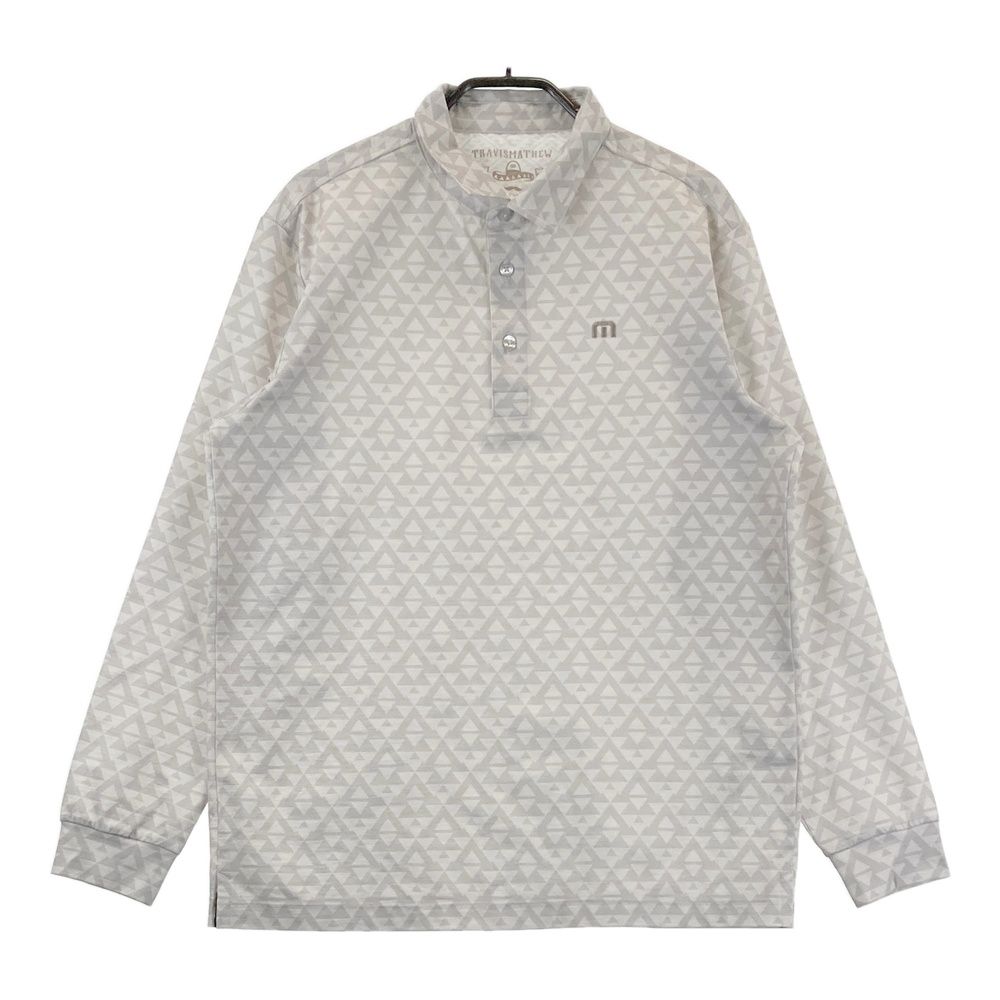 サイズ：M TRAVIS MATHEW トラビスマシュー 長袖ポロシャツ 総柄 グレー系 [240101708703] ゴルフウェア メンズ ストスト