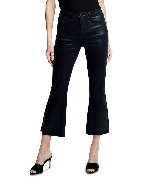 ラジャンス レディース ボトムス デニムパンツ クロップド ジーンズ LAGENCE Kendra High Rise Cropped Flared Jeans Noir Coated