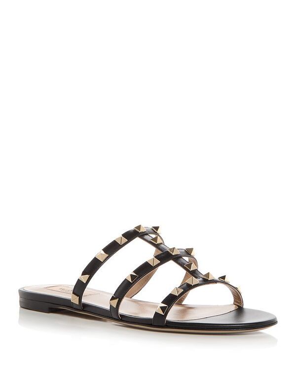 ヴァレンティノ レディース シューズ サンダル Valentino Garavani Womens Rockstud Slide Sandals BlackGold ブラック