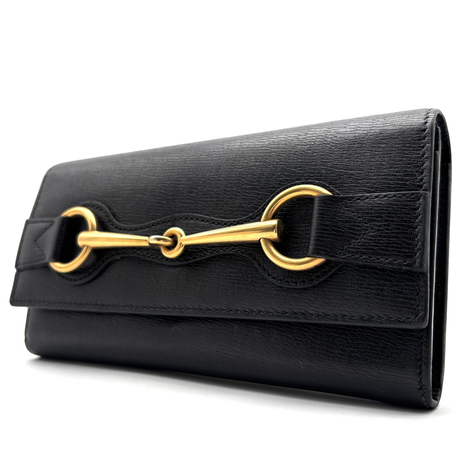未使用に近い グッチ GUCCI ホースビット 長財布 かぶせ フラップ 