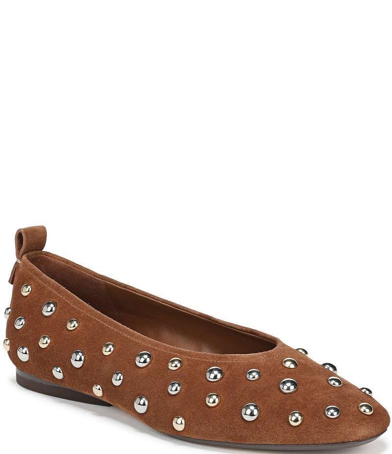 ナチュライザー レディース シューズ パンプス スエード Naturalizer 27 EDIT Carla Stud Suede Square Toe Ballet Flats Dark Chest