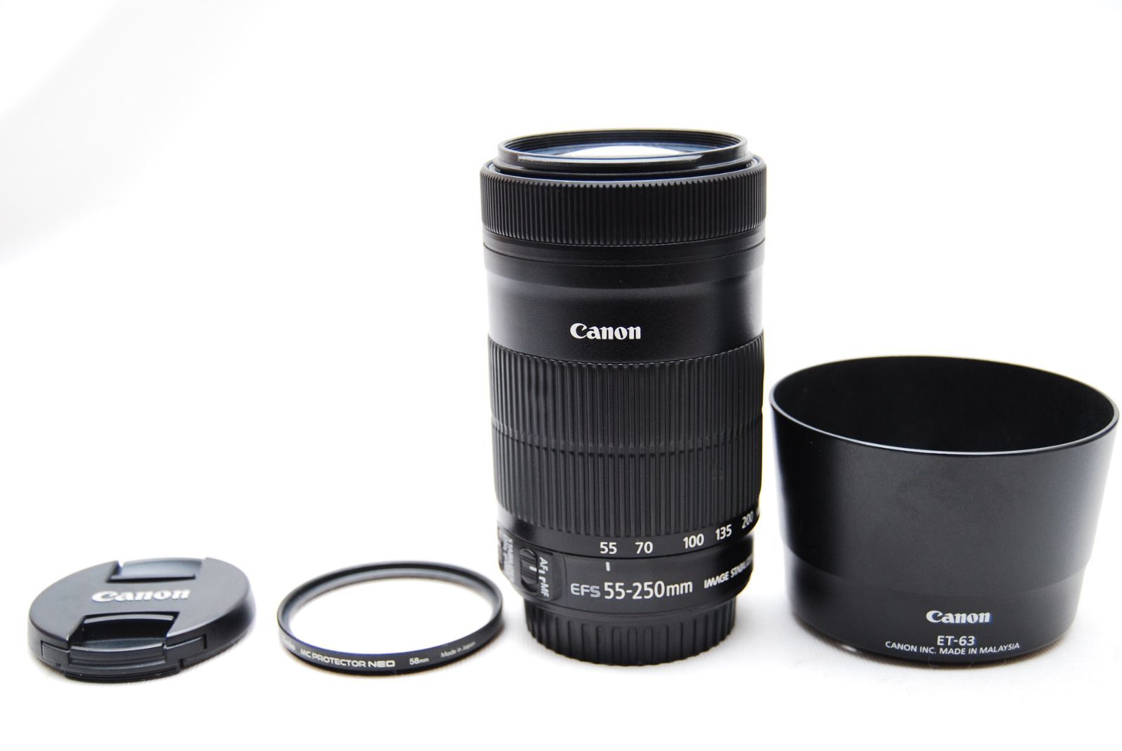 ★美品　Canon レンズ EF-S55-250mm F4-5.6 IS STM　フード・フィルター付き　キヤノン★