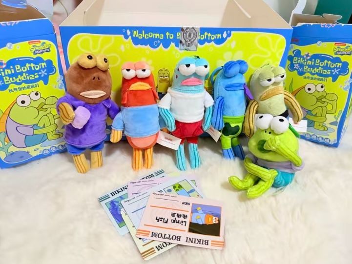 【即納】POP MART × GONG SpongeBob スポンジ・ボブ Bikini Bottom Buddies 比奇堡の住民たち 搞怪毛絨 ぬいぐるみ ブラインドボックス 1BOX 6個入り 新品未開封