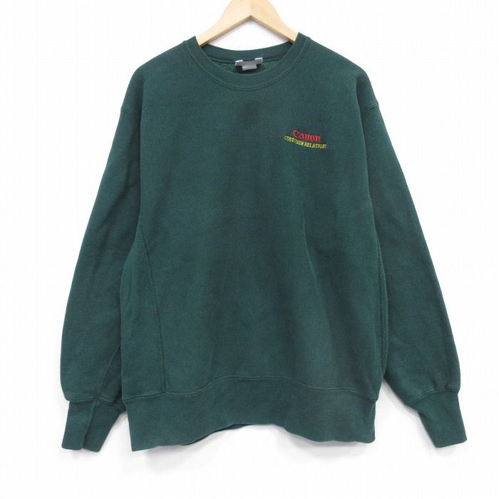 XL/古着 リー Lee 長袖 スウェット メンズ 90年代 90s キャノン クルーネック USA製 緑【spe】 26may22