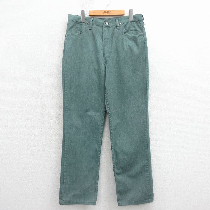 W33/古着 ラスラー ジーンズ メンズ 80年代 80s USA製 タロン グリーン デニム【spe】 26may22