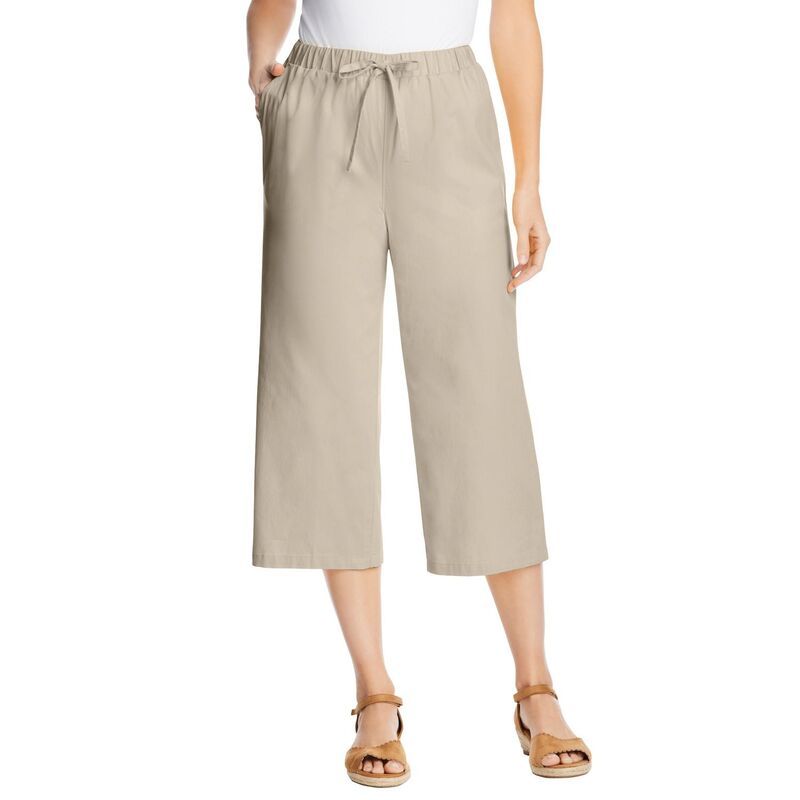 ウーマン ウィズイン レディース ボトムス カジュアルパンツ プラスサイズ プチ デニム キャップ Woman Within Plusize Petite Drawstring Denim Capri