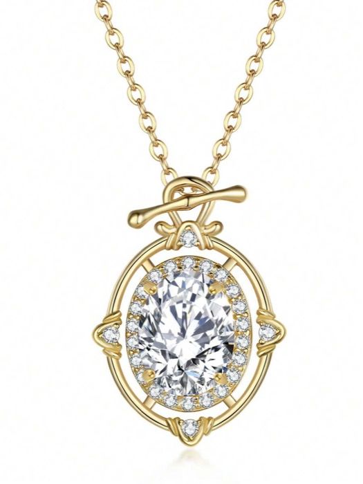 ジュエリー レディース ネックレス ペンダントネックレス S925スターリングシルバー ヴィンテージ宮殿スタイル オーバルペンダントネックレス、女性に使いやすいジュエリー、彼女、妻、母への誕生日、記念日のギフトに