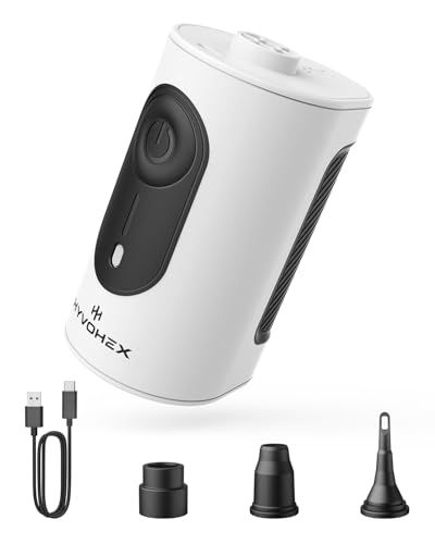 HYVOHEX HB2 携帯式エアーポンプ 強力な360L/分電動空気入れ 4000mAhバッテリー付き、エアマットレスや真空バッグ、浮き輪の空気入れ・空気抜きに対応*vj f61d107b