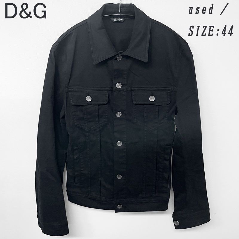 【中古】DOLCE&GABBANA ドルチェ&ガッバーナ ストレッチ デニムジャケット Ｇジャン TS 09HJ1T G8U66 ブラック サイズ44 D&G メンズ
