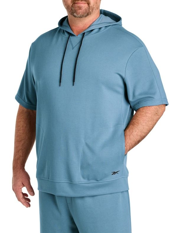 リーボック メンズ アウター パーカー・スウェットール 半袖 Reebok Big Tall Supersoft 247 ShortSleeve Hoodie Warped Blue ブルー