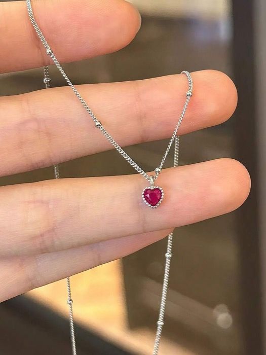 ジュエリー レディース ネックレス ペンダントネックレス 1個 エレガントな925スターリングシルバー ハート型ダイヤモンドペンダントネックレス、プリンセスカットダイヤモンド インレイ、洗練された、エレガントでユニーク、女性への贈り物に最適、バレンタイン