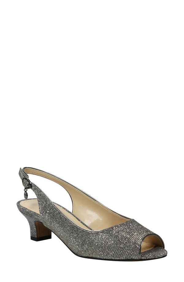 ジェイレニー レディース シューズ ヒール サンダル J Rene Jenvey Slingback Sandal Pewter Fabric ピューター