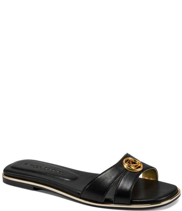 ダナキャラン レディース シューズ パンプス Donna Karan Halo Medallion Ornamented Flat Slides Black ブラック