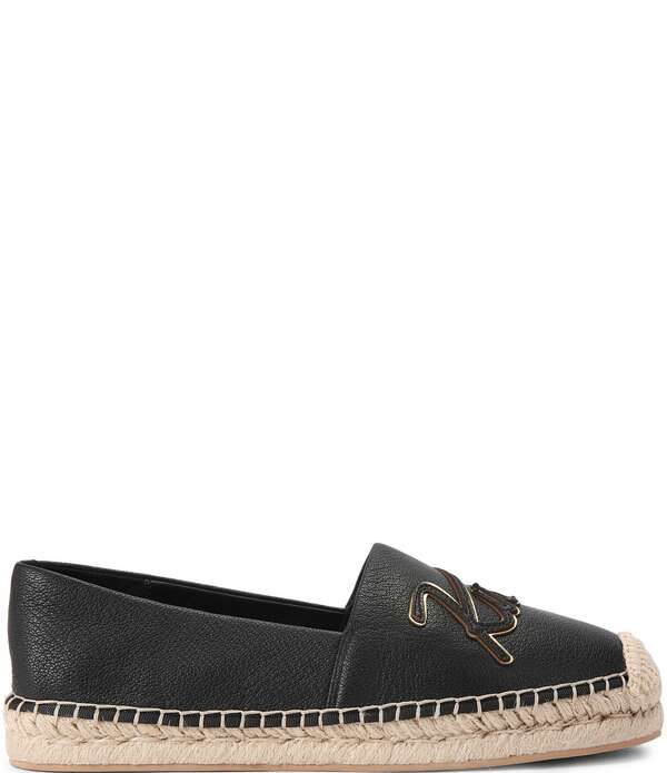 カートジェイガーロンドン レディース シューズ パンプス レザー ロゴ Kurt Geiger London Kurt Leather Logo Slip On Espadrille Flats Bl