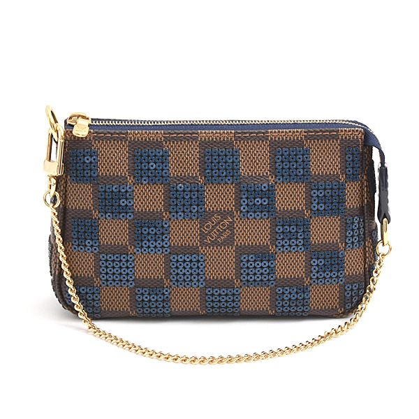 ルイヴィトン バッグ レディース ミニポシェット アクセソワール ダミエパイエット スパンコール ブルー Louis Vuitton N63175 中古