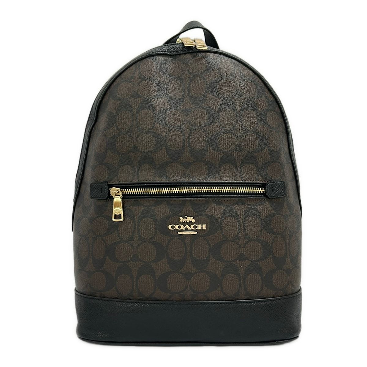 COACH(コーチ) リュックサック シグネチャー柄 C5679 黒×ダークブラウン レザー