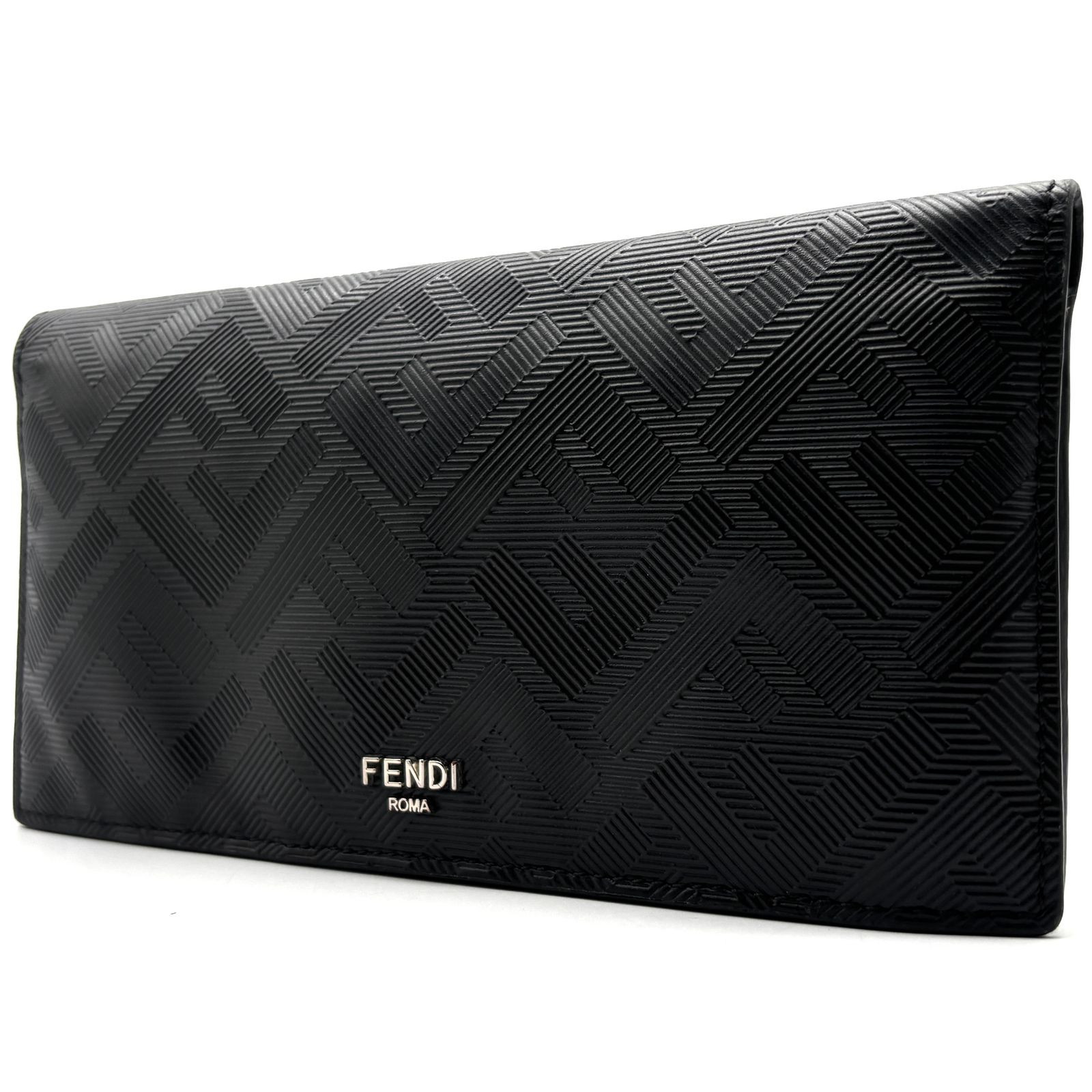 フェンディ FENDI シャドー ズッカ エンボス 長財布 フラップ ロングウォレット ブラック 黒 レザー 本革 大容量 ボーナス 夏休み 帰省 サマーギフト 敬老の日 ご褒美