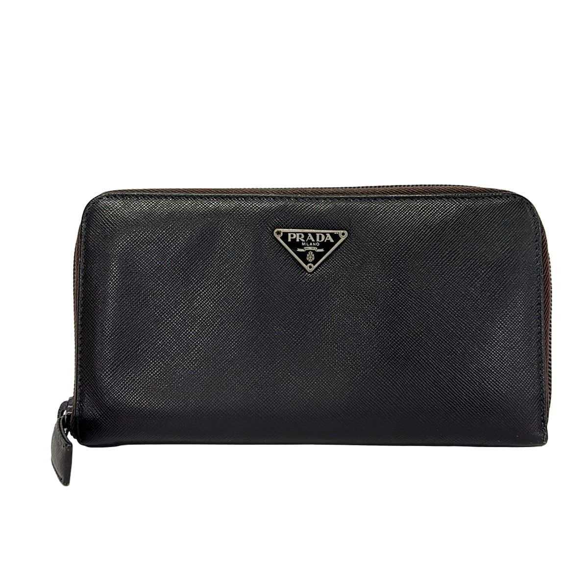 PRADA(プラダ) 長財布 - ダークブラウン ラウンドファスナー レザー