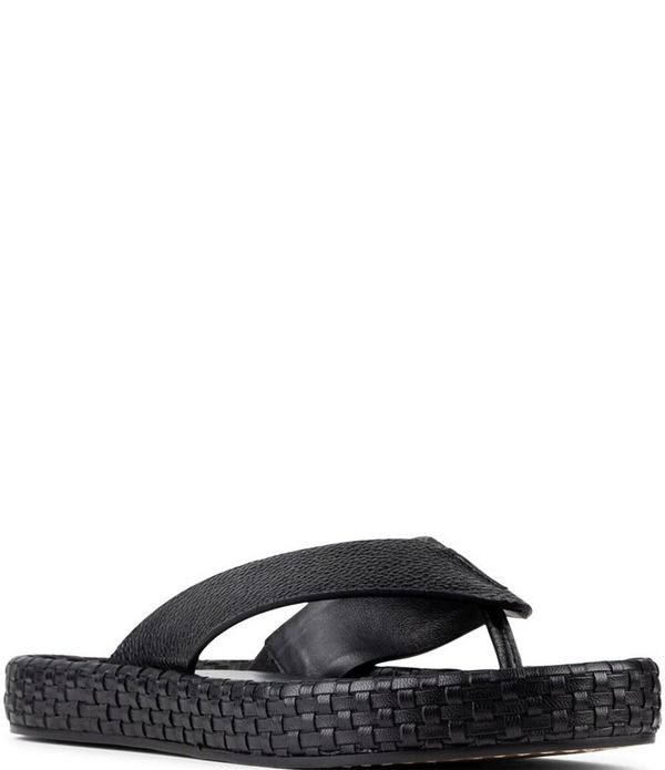 ドナルドプリネール レディース シューズ サンダル プラットフォーム レザー Donald Pliner Dasara Leather Woven Platform Thong Sandals Bla