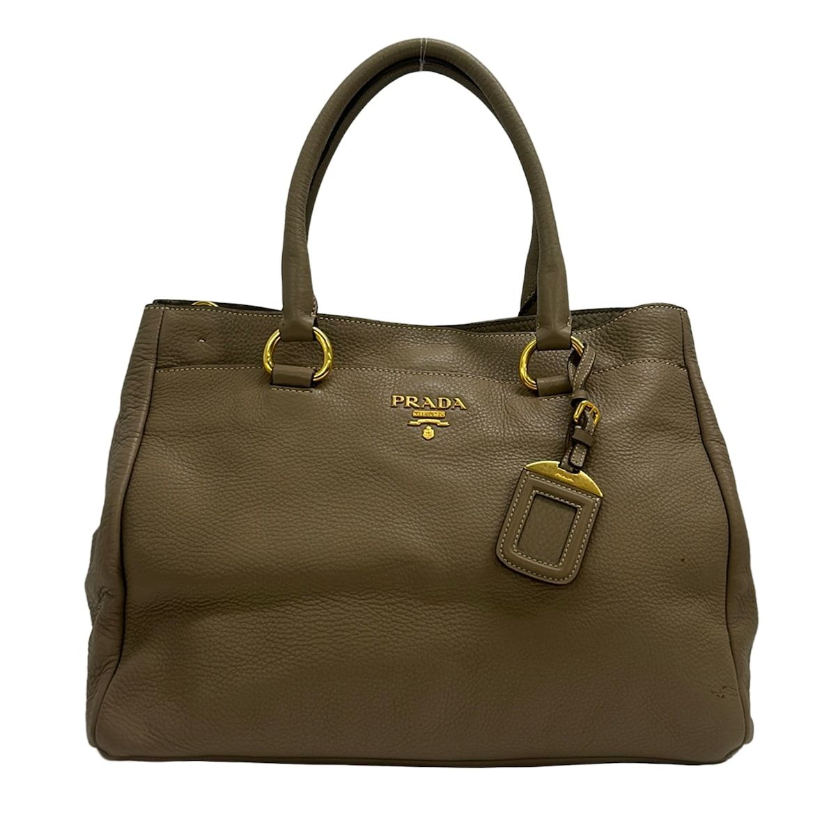 PRADA(プラダ) トートバッグ - グレーベージュ 革タグ レザー