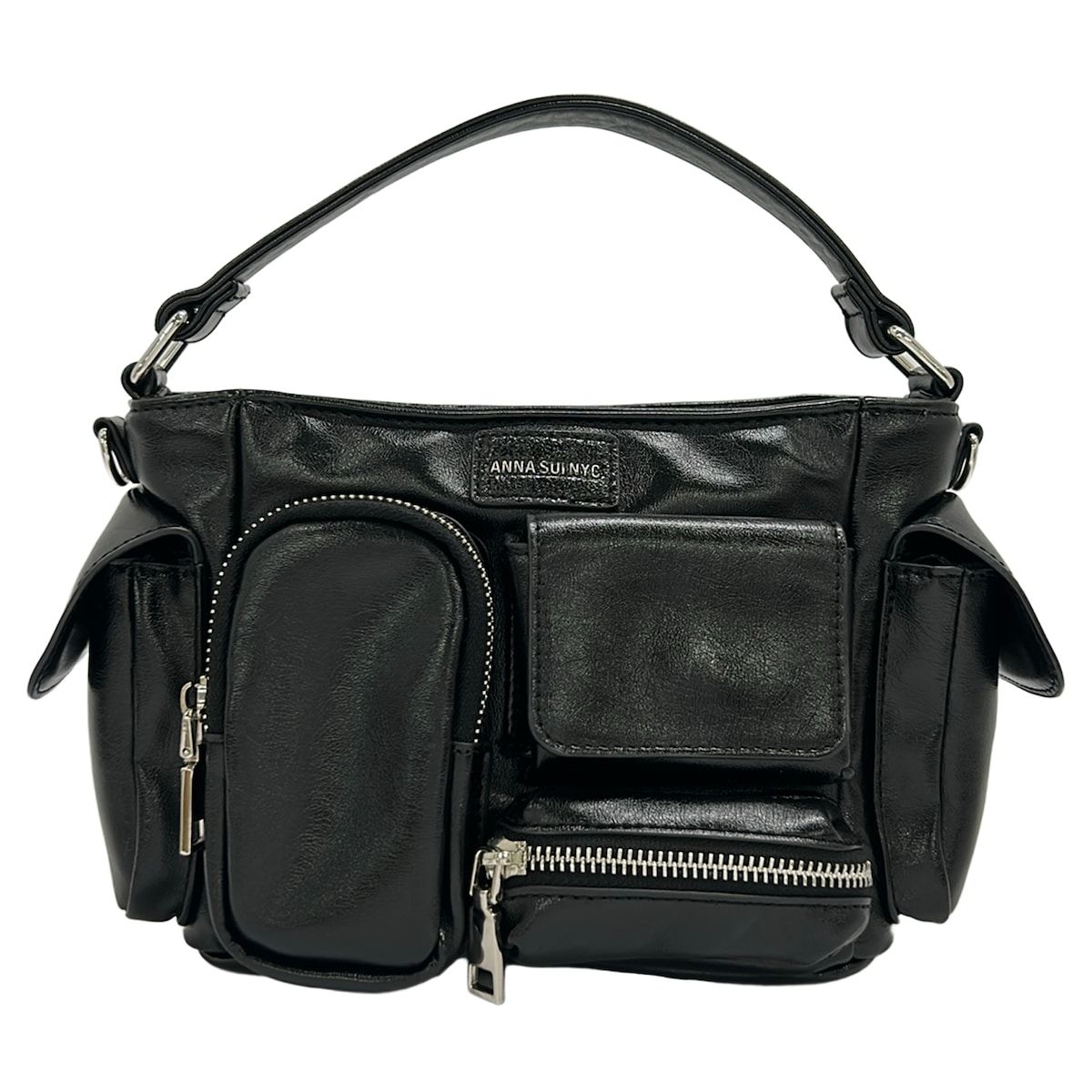 ANNA SUI(アナスイ) ハンドバッグ - 黒 ANNA SUI NYC/ミニバッグ