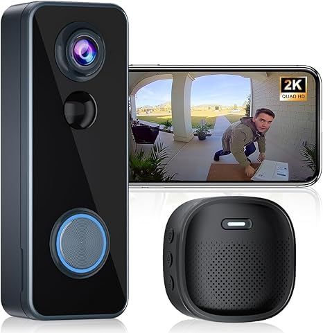 インターホン ワイヤレス工事不要[2K HD 180° 超広角 全身視野] IP66 防塵防水 双方向通話 チャイム付きスマートビデオドアベル 充電 1 回で 1-2 ヶ月持続 動体検知＆アラート Alexa/Google 対応 サブスクリプ 131fad26
