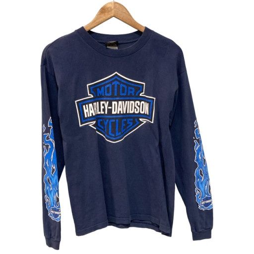 【中古】　HARLEY-DAVIDSON　ロンT　長袖　トップス　クルーネック　ロゴT　プリント　オーストラリア製　アメカジ　古着　/5617
