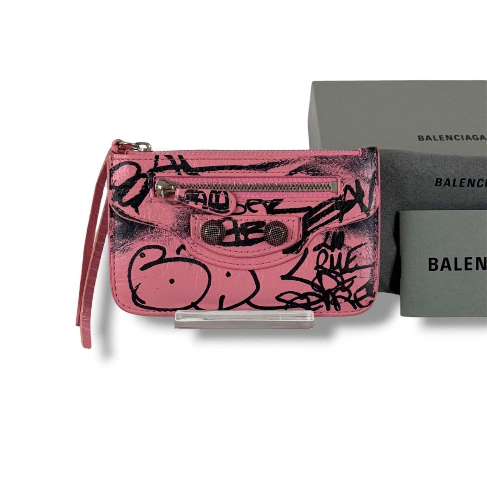バレンシアガ　BALENCIAGA カゴール　グラフィティ　フラグメントケース　ミニウォレット　カード　コインケース　ピンク　シティ