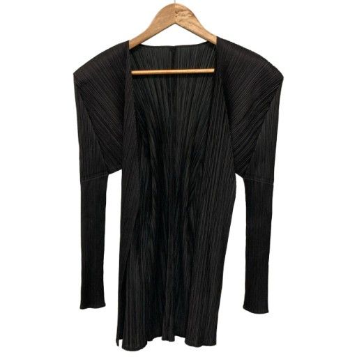 【中古】　PLEATS PLEASE ISSEY MIYAKE　カーディガン　レイヤード　無地　プリーツ　ストレッチ　日本製　ドメスティック　古着　/2496