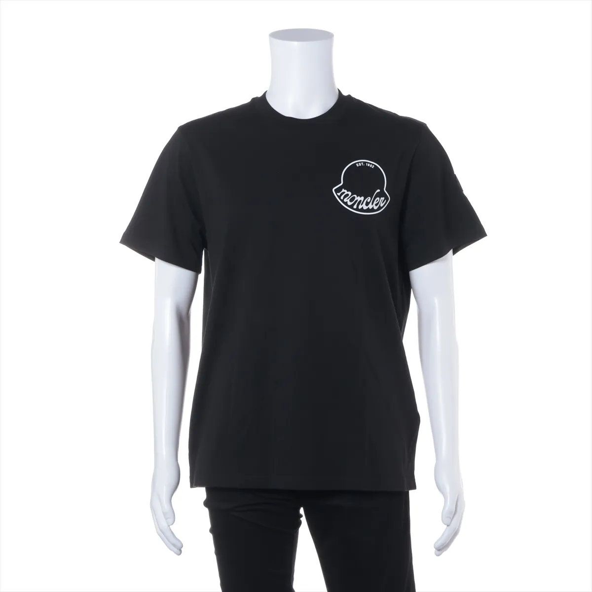 極美品 モンクレール ロゴ プリント 半袖 Tシャツ ブラック 黒 L トップス 洋服 おしゃれ ファッション メンズ MMM EE52-8【中古】