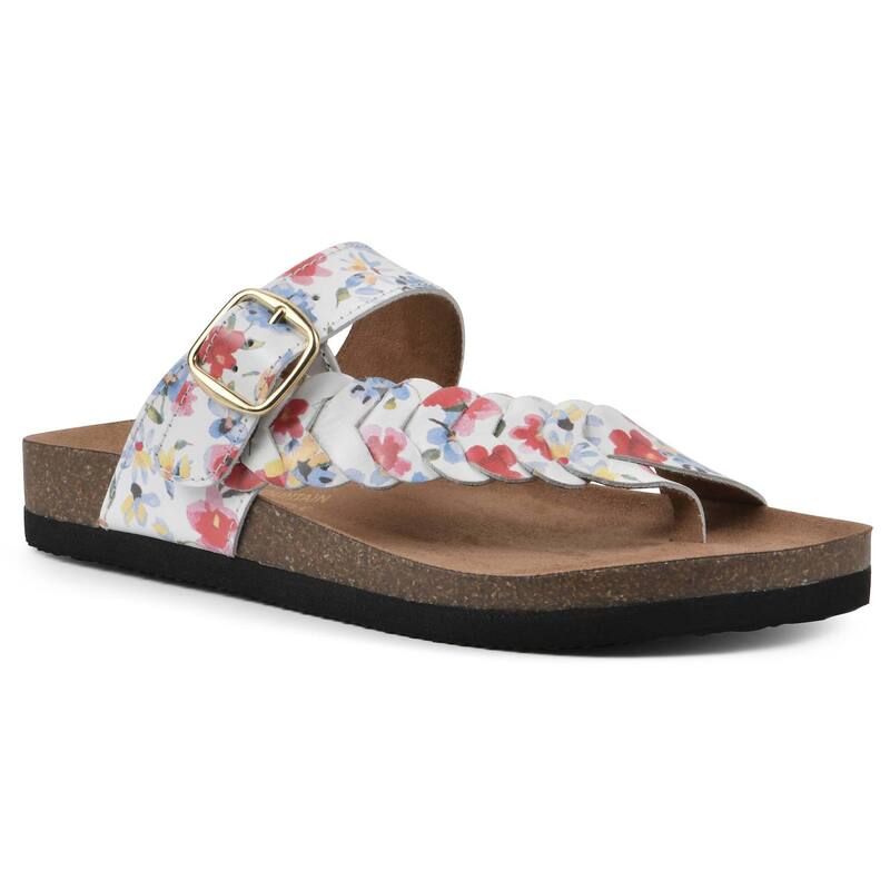 ホワイトマウンテン レディース シューズ サンダル White Mountain Happier Womens Cushioned Slide Sandals White Multi Leather