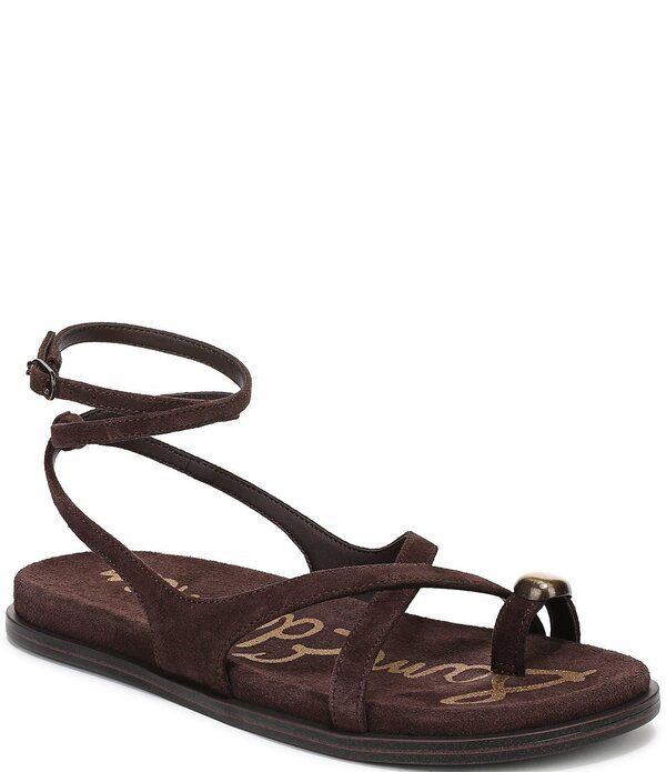 サムエデルマン レディース シューズ サンダル スエード Sam Edelman Lottie Suede Stonembellished Toe Ring Strappy Sandals Cafe