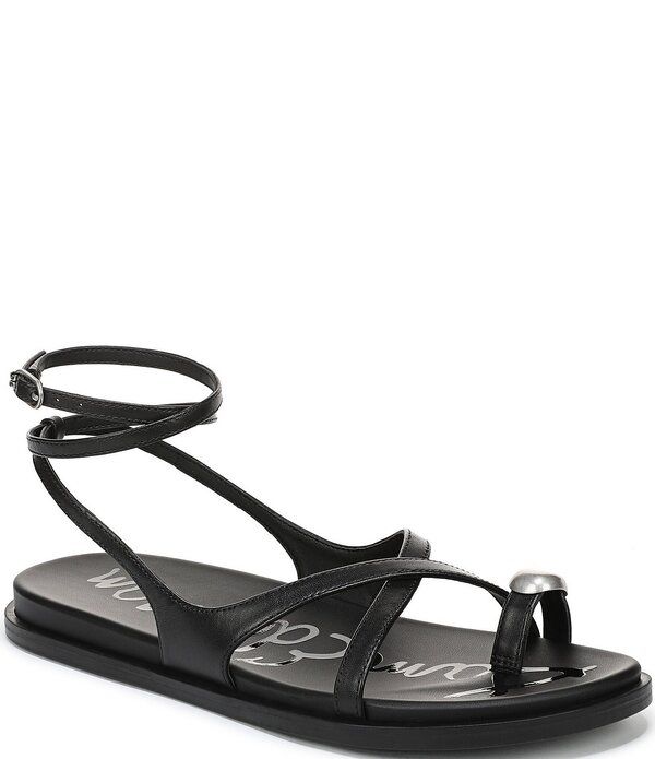 サムエデルマン レディース シューズ サンダル レザー Sam Edelman Lottie Leather Stonembellished Toe Ring Strappy Sandals Blac 27,820円