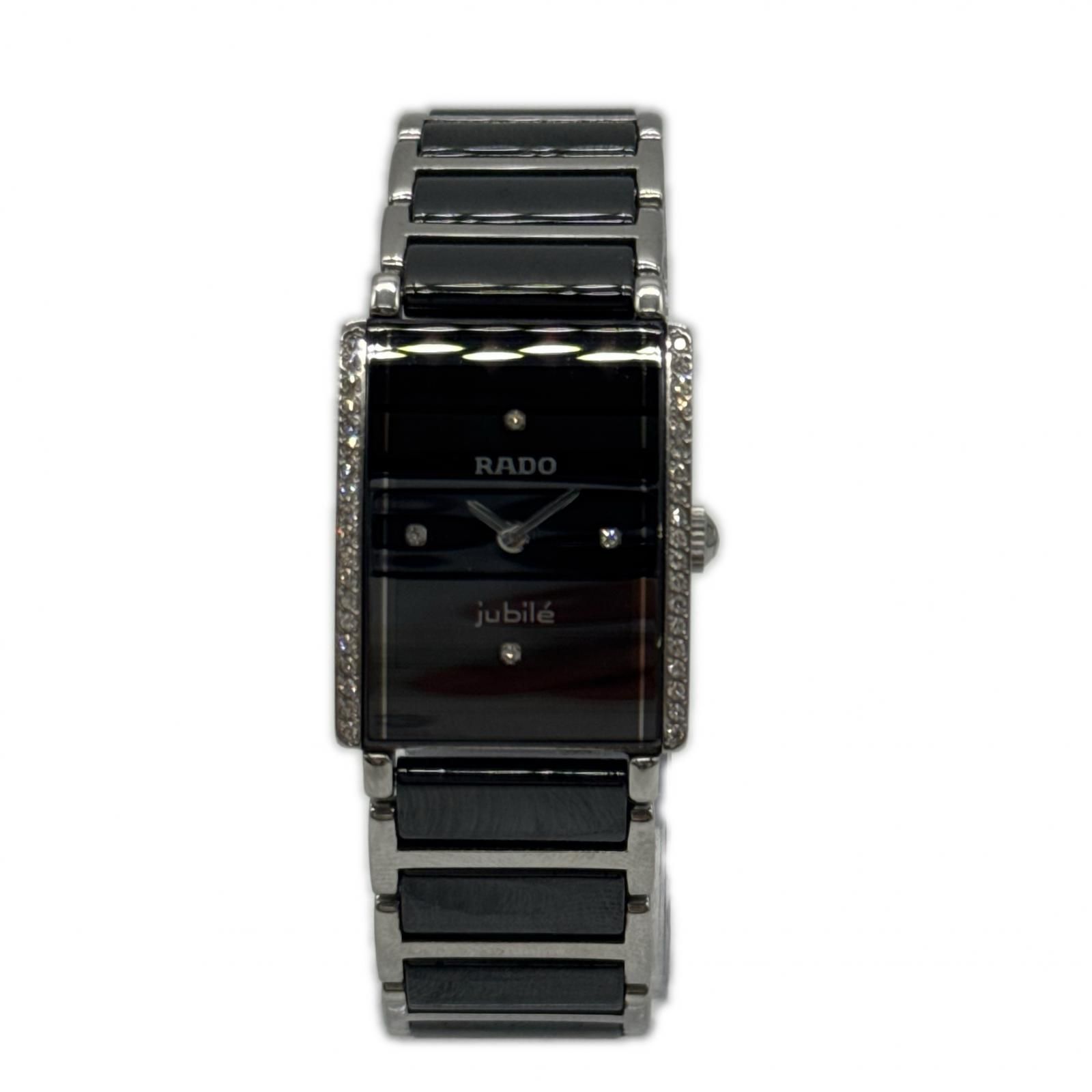 正常可動 美品 RADO ラドー 153.0430.3 腕時計 ファッション小物 03453852 クオーツ ブラック シルバー レディース