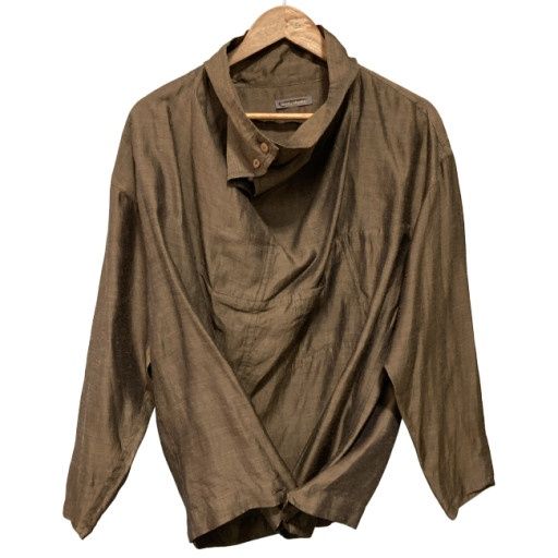 【中古】　ISSEY MIYAKE　ジャケット　80s vintage　80年代　OLD　筆タグ　プルオーバー　ハーフボタン　無地　日本製　ドメスティック　古着　/1156