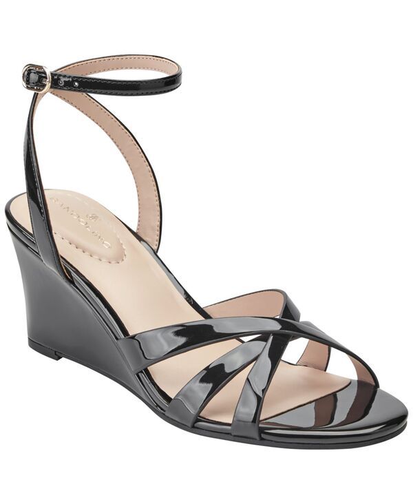 バンドリーノ レディース シューズ サンダル Bandolino Womens Adler Strappy Wedge Dressandals Black Patent ブラック