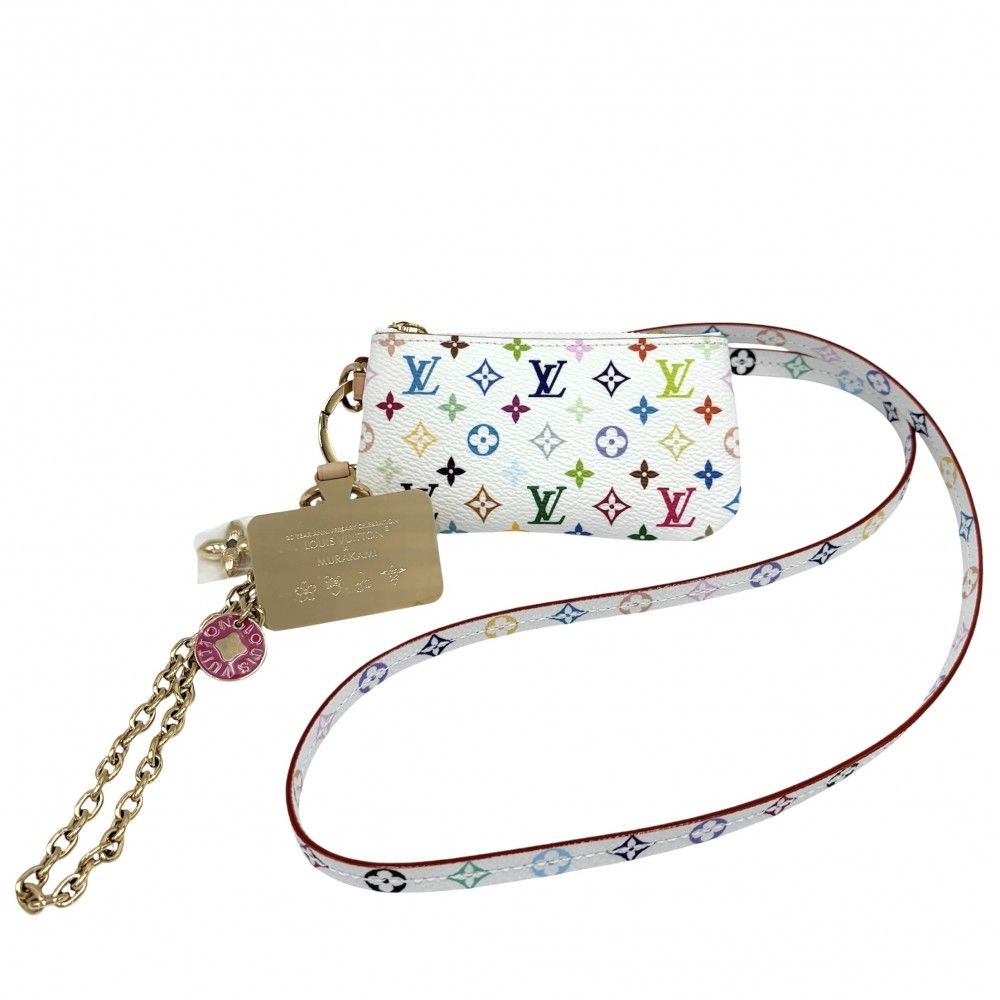ルイヴィトン キーホルダー レディース モノグラム 村上隆 フォンホルダー LV×TM 小物 ポーチ LOUIS VUITTON M14099 ホワイト 白 マルチカラー ゴールド金具 美品【中古品】