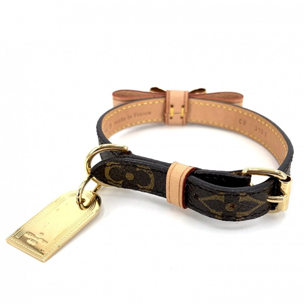 【大決算】LOUIS VUITTON ルイヴィトン 雑貨 ペット用品 首輪 小型犬用 コリエバクスターXS リボン 小物 M58073 モノグラムキャンバス    ブラウン 茶 ゴールド金具 ユニセックス【中古品】 ルイヴィトン 雑貨 ユニセックス ペット用品 首輪 小型犬用 コリエ