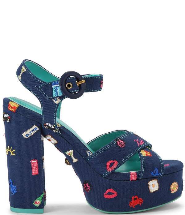 カートジェイガーロンドン レディース シューズ サンダル プラットフォーム アンクル Kurt Geiger London Embroidery Ankle Buckle Platform Dress
