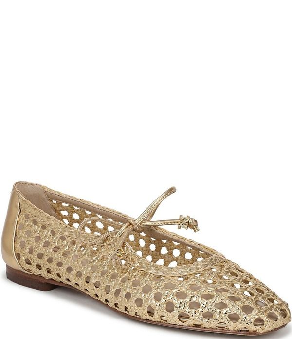 サムエデルマン レディース シューズ パンプス Sam Edelman Marcie Woven Raffia Bow Ballet Flats Amber Gold アンバー