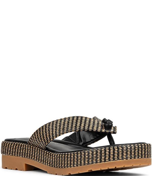 ドナルドプリネール レディース シューズ サンダル プラットフォーム Donald Pliner Sylverraffia Thong Platform Sandals Black ブラック