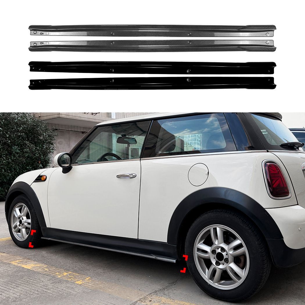 ミニ MINI クーパー Cooper R56 R57 2006-2013対応 サイドスカートスポイラー サイドステップ外装パーツ ピアノブラック カーボン調 左右セット 車体サイドを引き締めるスポーティデザイン 落ち着いた質感 外観を整える ドレスアップ用品