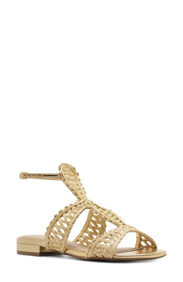 アレッツォ レディース シューズ ヒール サンダル アンクル Arezzo Ciarankle Strap Sandal Natural Gold ゴールド