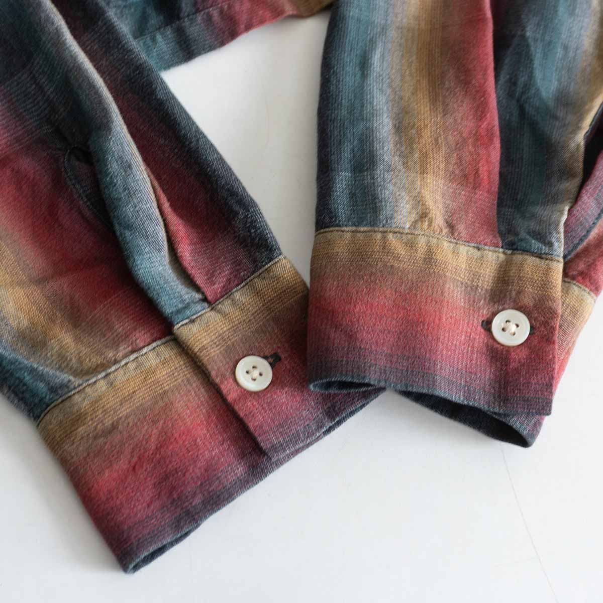 美品】WACKO MARIA【OMBRE CHECK OPEN COLLAR SHIRT L/S オンブレ