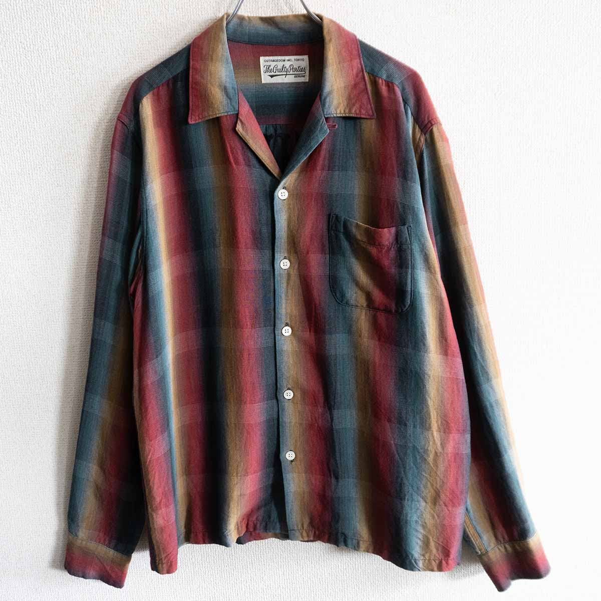美品】WACKO MARIA【OMBRE CHECK OPEN COLLAR SHIRT L/S オンブレ
