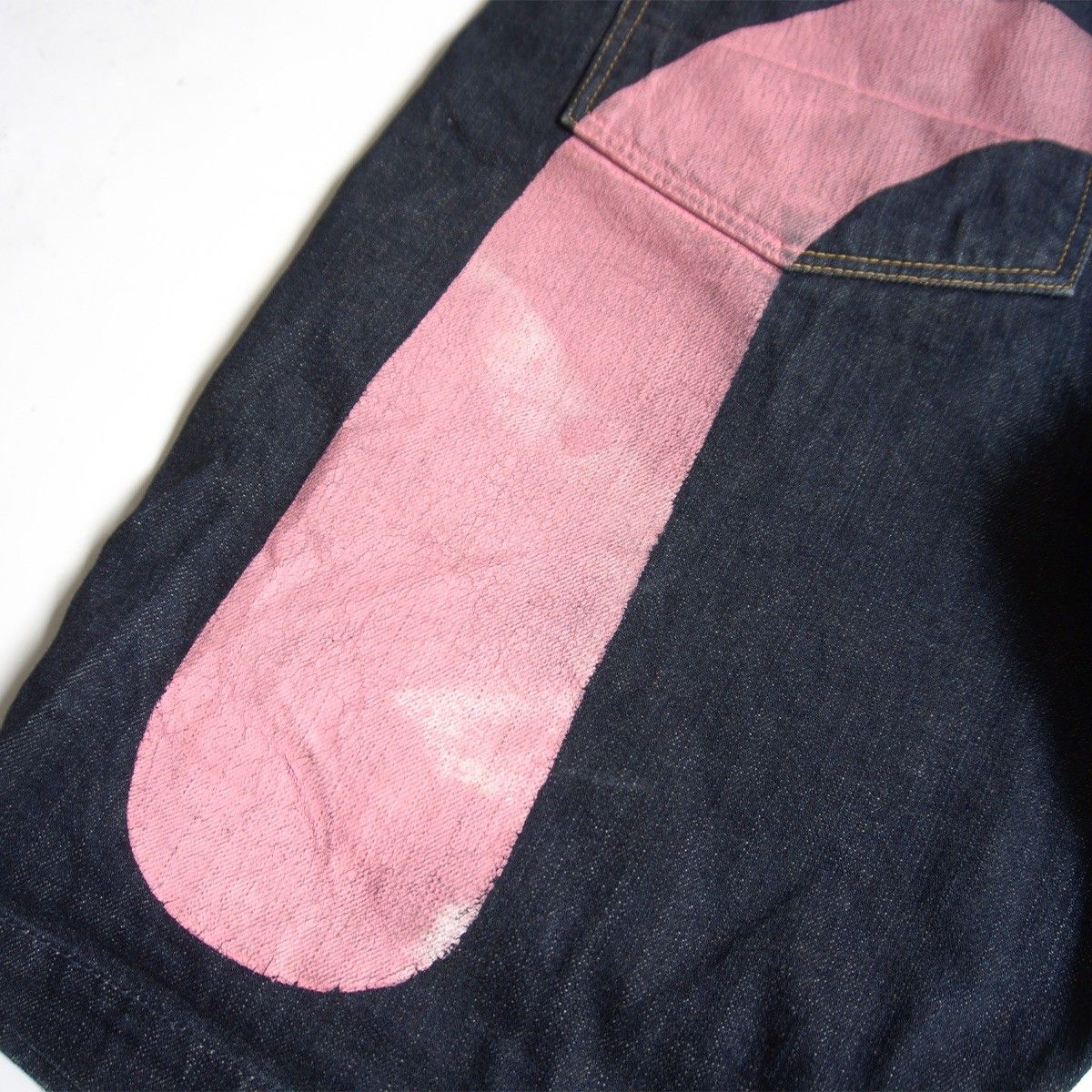 雰囲気抜群/濃紺】EVISU 【ビッグカモメ ショート デニム パンツ】38